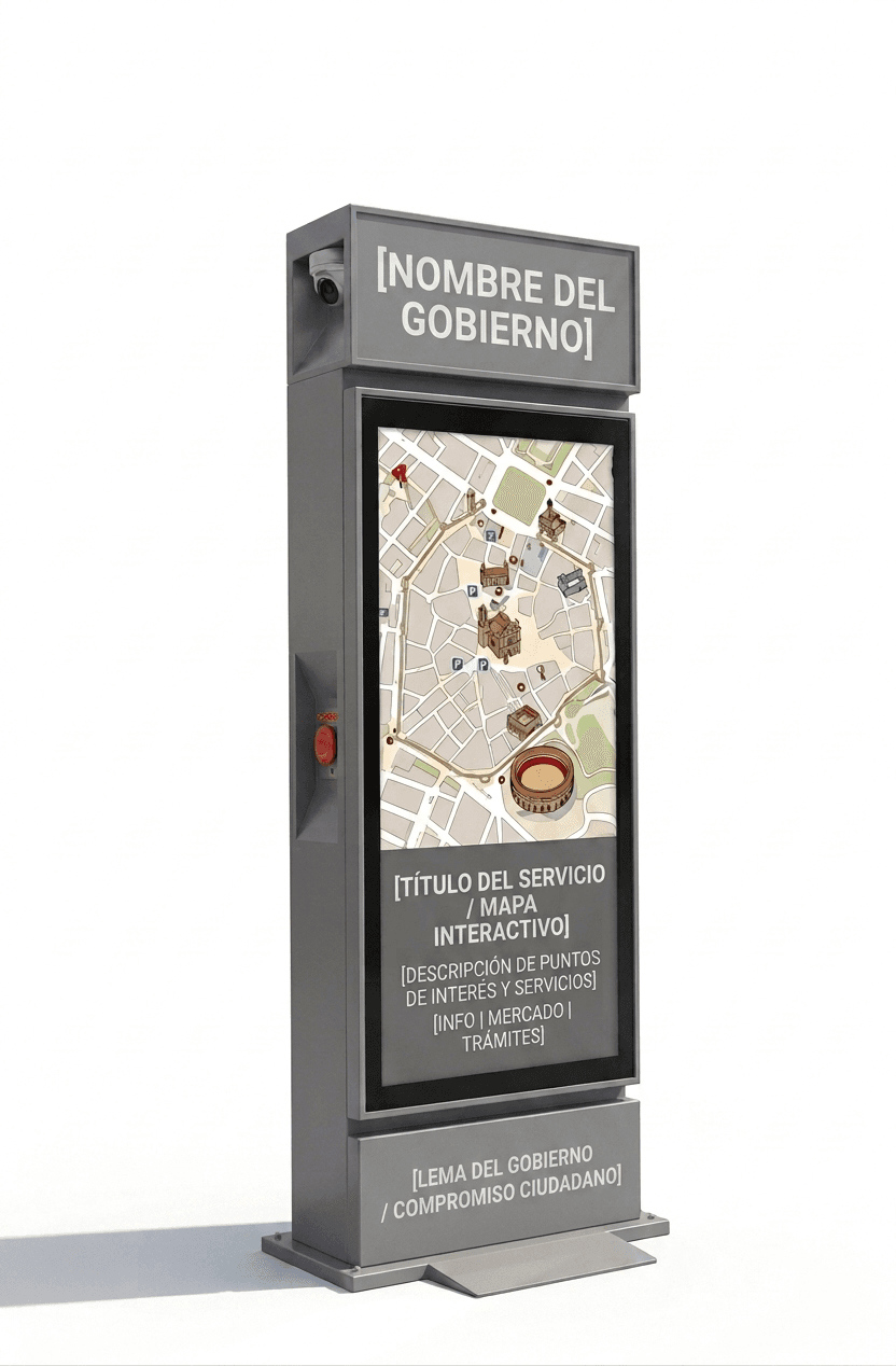 Tótem Faro Urbano con pantalla interactiva y botón de pánico